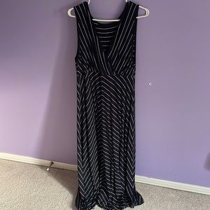 Laura Large Black and White Striped Maxi Dress